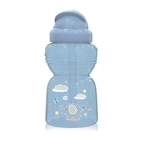Biberon sport mini Animals Lorelli, cu pai moale si flexibil, 6 luni+, 200 ml, Moonlight Blue