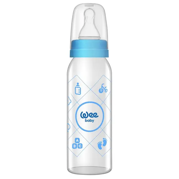 Biberon sticla 250ml cu tetina silicon rotunda - cod 876, Wee Baby