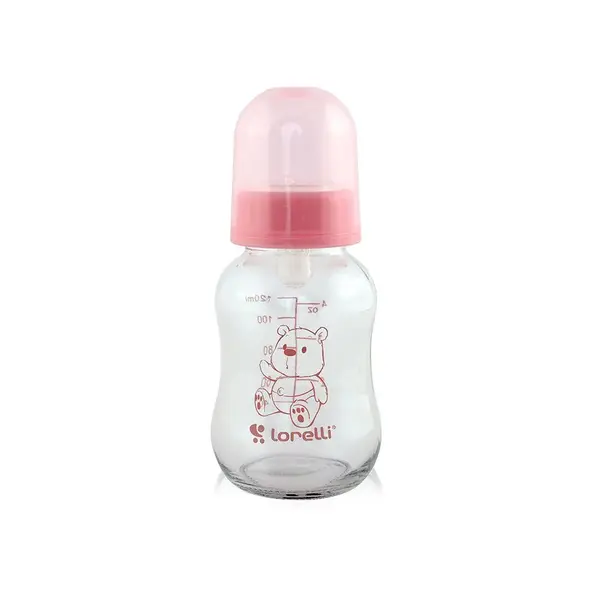Biberon sticla cu tetina de silicon Lorelli Baby Care 120 ml 0+ Blush Pink