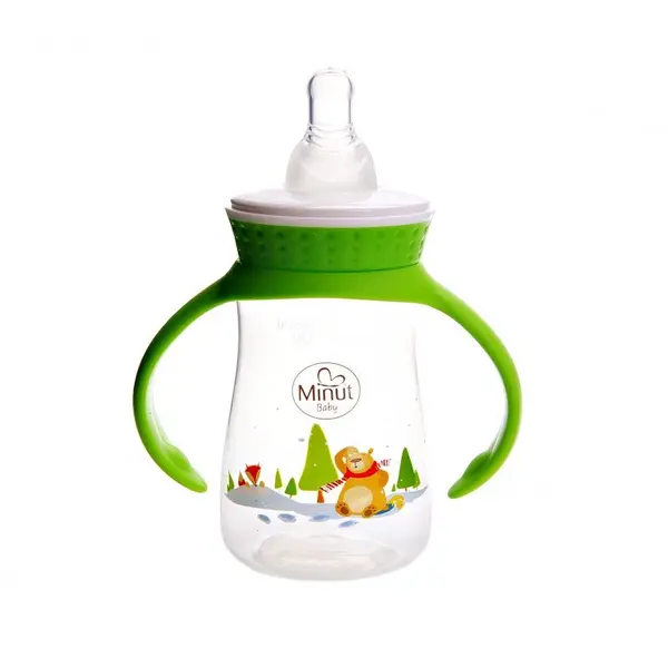 Biberon Ursul pacalit de vulpe cu manere 125 ml Minut Baby 0+