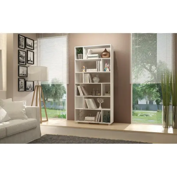 Biblioteca Aasna 7 rafturi, Alb, 90x189x25 cm