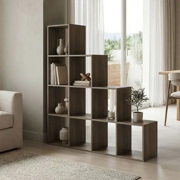Bibliotecă albă Funcțională Scala, Modernă, Material Lemn, 130x29x130 cm