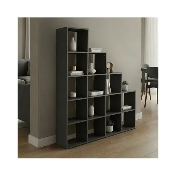 Bibliotecă albă Funcțională Scala, Modernă, Material Lemn, 130x29x130 cm