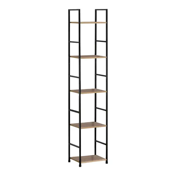 Biblioteca Azuel stejar-otel, negru, 29x24x144 cm