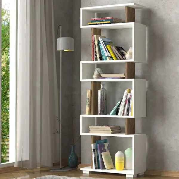 Biblioteca Blok Alb-Walnut