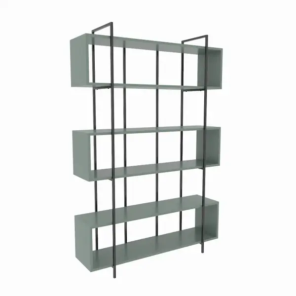 Biblioteca BRUTI, verde + negru, 120x29,6x180 cm