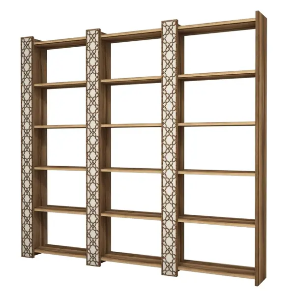 Biblioteca CITY 3, nuc + crem, 184,6x24,2x170 cm
