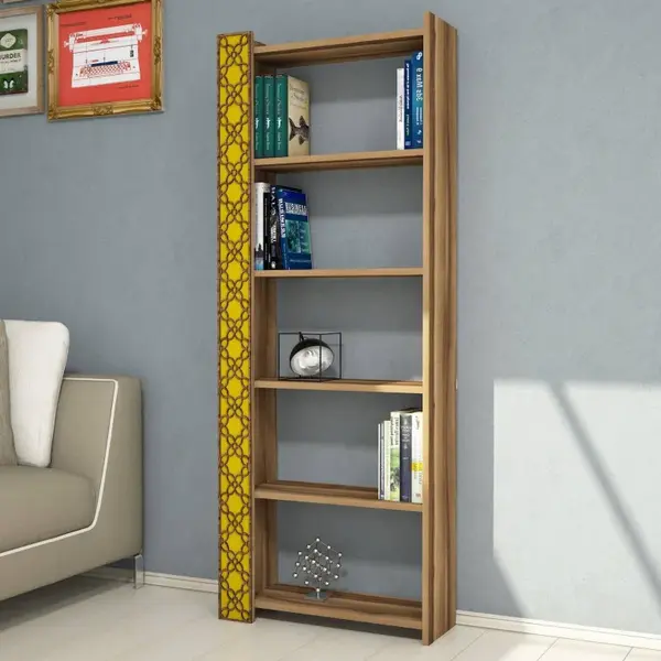Biblioteca City - Walnut, Yellow