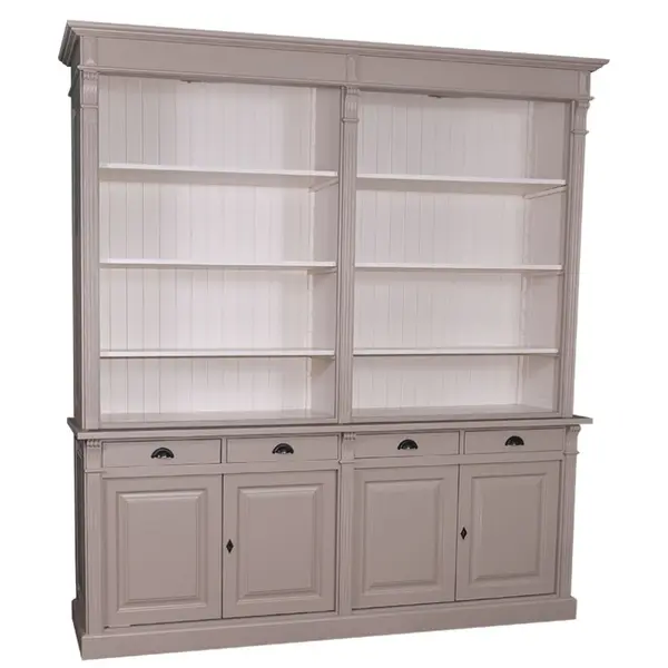 Biblioteca cu 4 usi, 4 sertare BAS + etajera deschisa SUP, Colectia Directoire cu finisaj Dublu color