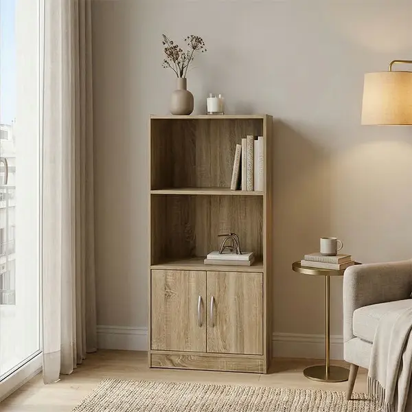 Bibliotecă cu rafturi multiple Tekaro, Modernă, Lemn, antracit, 60x30x120 cm