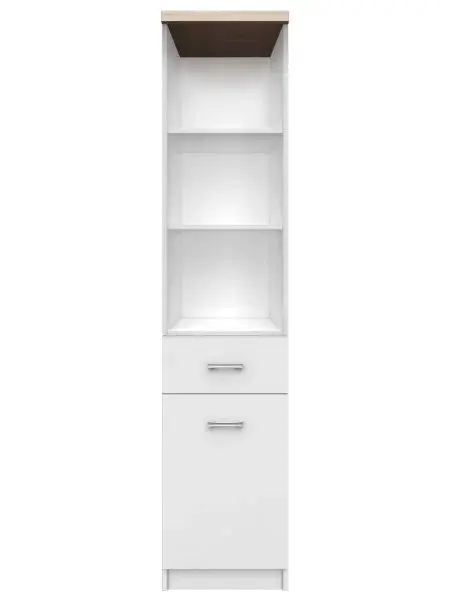 Biblioteca deschisa TOP MIX, 1 usa, 1 sertar, alb, 40x33x183 cm