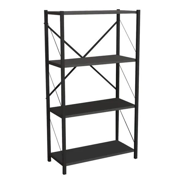 Biblioteca Jackrey stejar-metal, negru, 60x30x114 cm