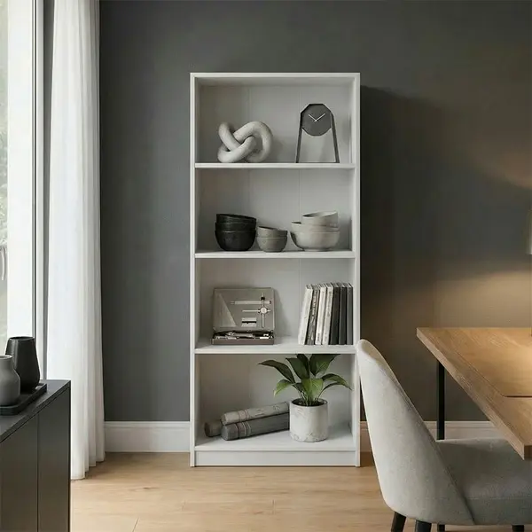 Biblioteca, Kendy, Alb, 30x60x167 cm