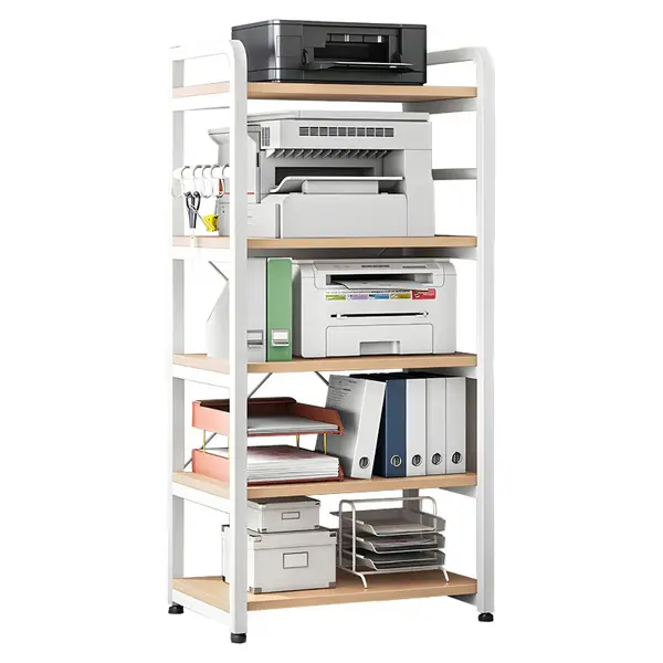 Biblioteca Lito metal, alb-Natural, 60x40x140 cm