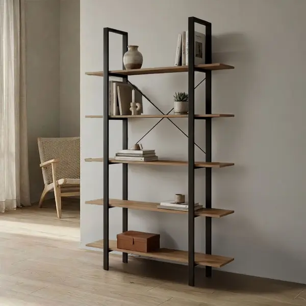 Biblioteca, Loftie, Negru, 28x126x165 cm