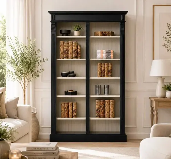 Biblioteca mare, Colectia Directoire cu finisaj Black Antic / Olive Drab