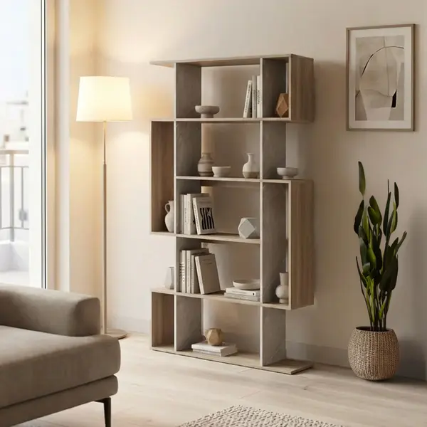 Biblioteca Mito, Sonoma cu efect marmura, bej, 109x25x161 cm