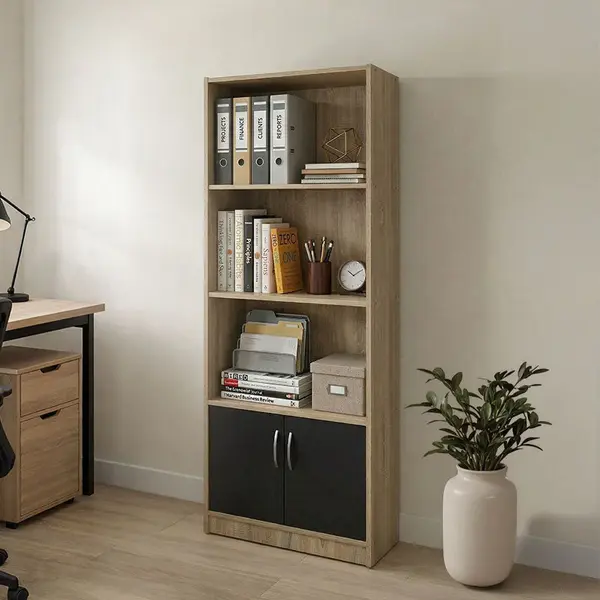 Biblioteca moderna Tekaro, Lemn, Alb, 60x29x166 cm