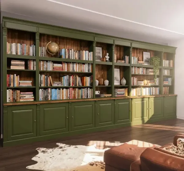 Bibliotecă modulară cu rafturi reglabile - Culoare_P038 cu finisaj Periat adanc