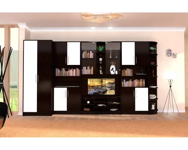 Biblioteca modulara dreapta wenge cu vanilie