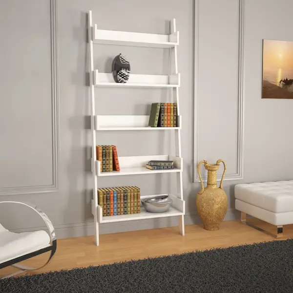 Bibliotecă Only Comforty, stejar - nuc - alb, 80x32x195 cm