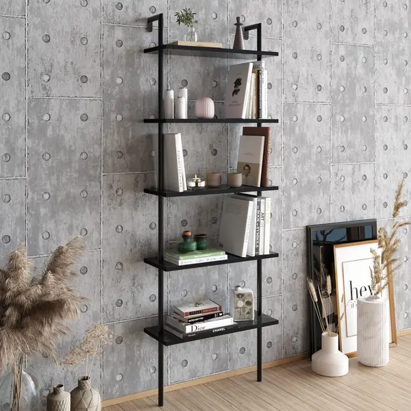 Bibliotecă Paula Hadley, negru - alb, 60x22x30 cm
