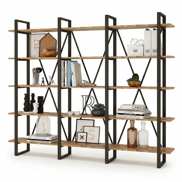 Biblioteca Sous cadru Metal, Crem, 220x180x34 cm
