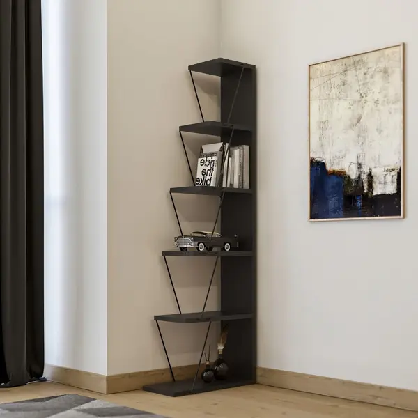 Biblioteca Tlos cu 6 rafturi, diverse culori, 50x150x22 cm