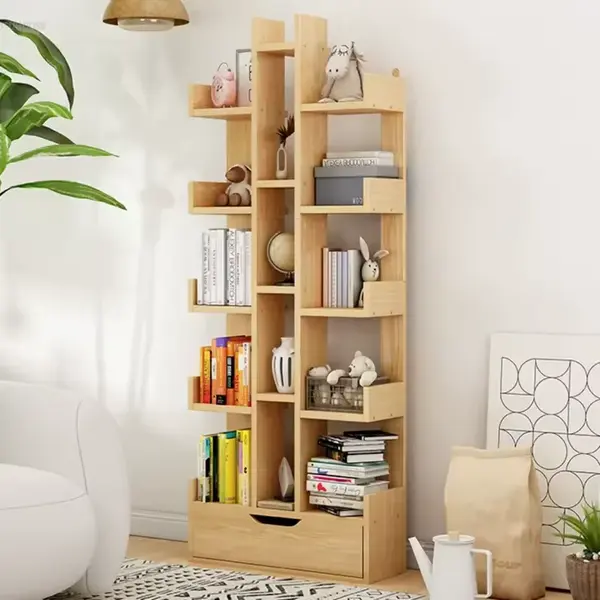 Biblioteca Tree of Knowledge cu 18 rafturi si sertar, 51x18x168cm