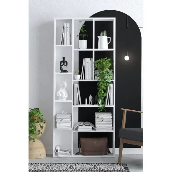 Biblioteca Uranus 12 Rafturi, Alb, 75x170x18 cm
