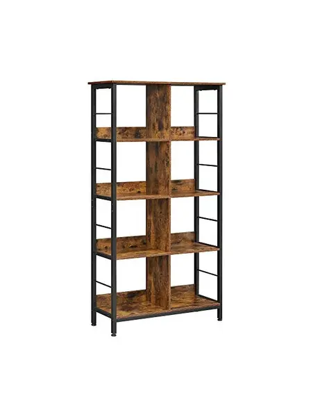 Biblioteca, Vasagle, 4 rafturi, Maro Rustic, LLS105B01, 80 x 33 x 149 cm