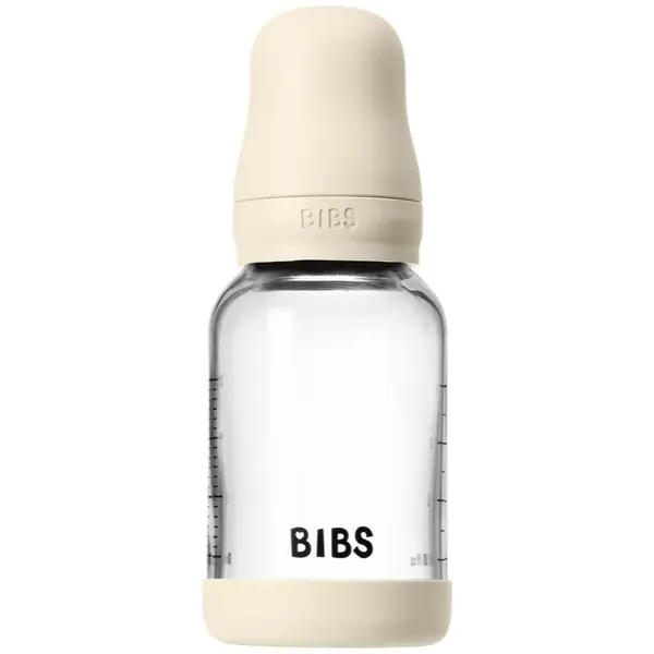 BIBS Baby Glass Bottle Silicone biberon anticolici cu suzetă din silicon Ivory 120 ml