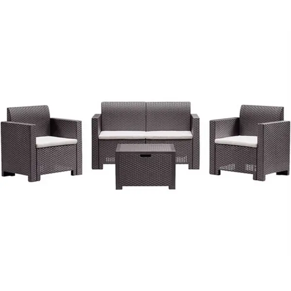 Bica Mobilier gradina si terasa Bica set Nebraska 2, canapea 2 locuri, 2 fotolii, masuta cu depozitare, perne incluse 9067.3