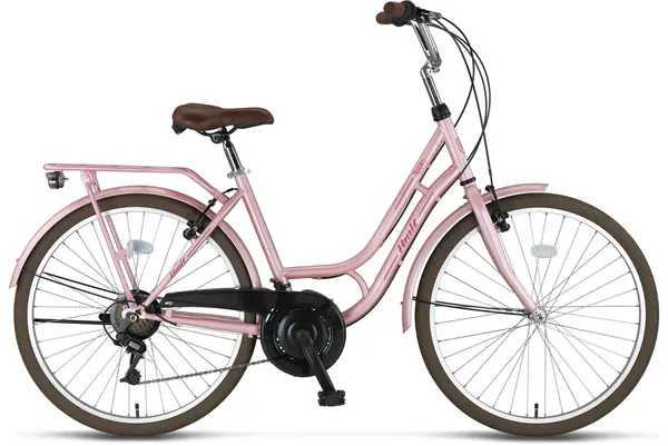Bicicleta City Umit Stitch Lady, culoare roz, roata 24 , cadru otel, frana V-Brake
