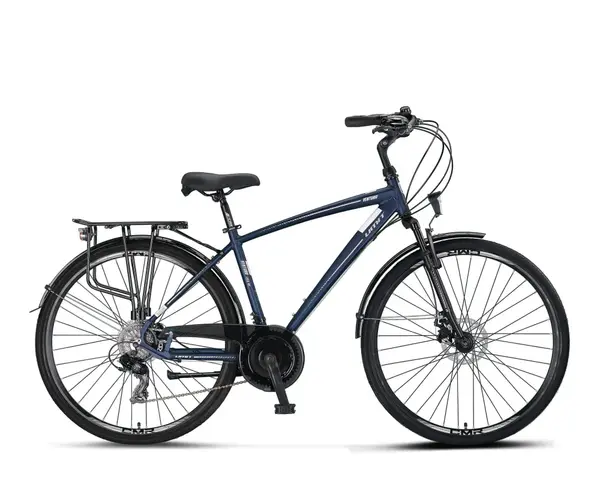 Bicicleta City Umit Ventura, M-510-ATB-S, culoare albastru gri, roata 28 , cadru 510mm din aluminiu, frana disc hidraulic, 21 viteze