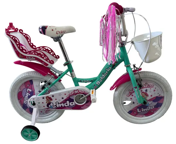Bicicleta copii Belderia Linda, culoare turcoaz, roata 12 , cadru din otel