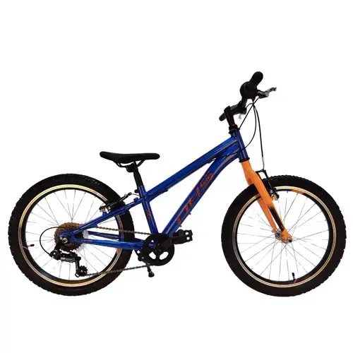 Bicicleta Copii DHS Sonic, roti 20 inch, 6 viteze, cadru otel, frana V - Brake, Albastru/Portocaliu