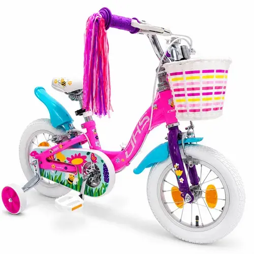 Bicicleta Copii DHS Summer, roti 12 Inch, cadru otel, Roz/Albastru