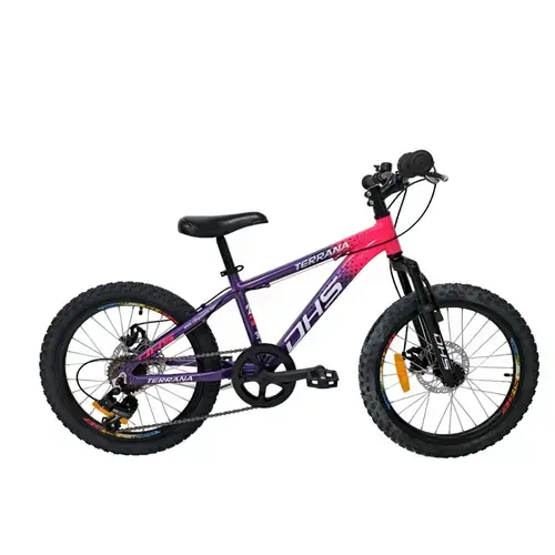Bicicleta Copii Dhs Terrana 2023, model 2026, roti 20 Inch, 6 viteze, Violet/Roz