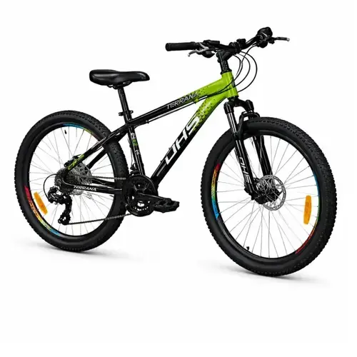 Bicicleta Copii DHS Terrana 2423, Roti 24inch, Frane pe disc, 21 viteze, Verde/Negru