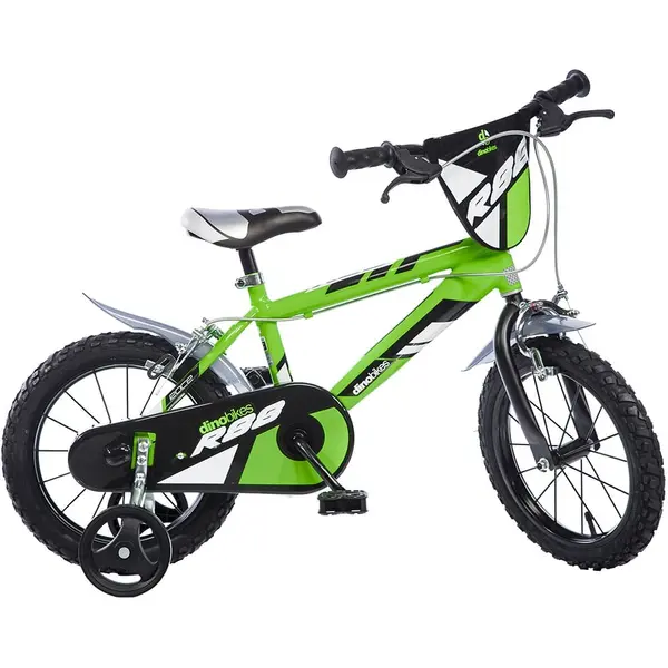 Bicicleta Copii Dino Bikes, R88, 16 inch, roti ajutatoare, sistem frana, verde KID901013, la doar 582,00 lei