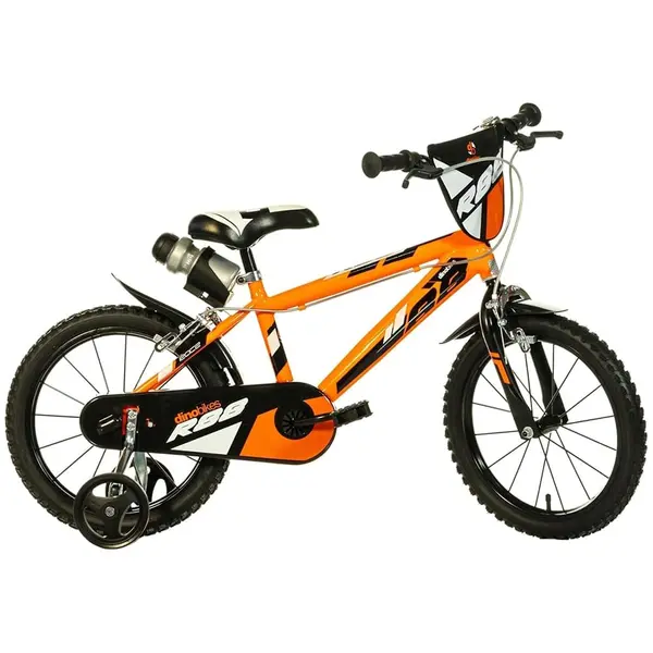 Bicicleta Copii Dino Bikes, R88, 16 inch, roti ajutatoare, sistem frana, portocaliu KID909637, la doar 582,00 lei