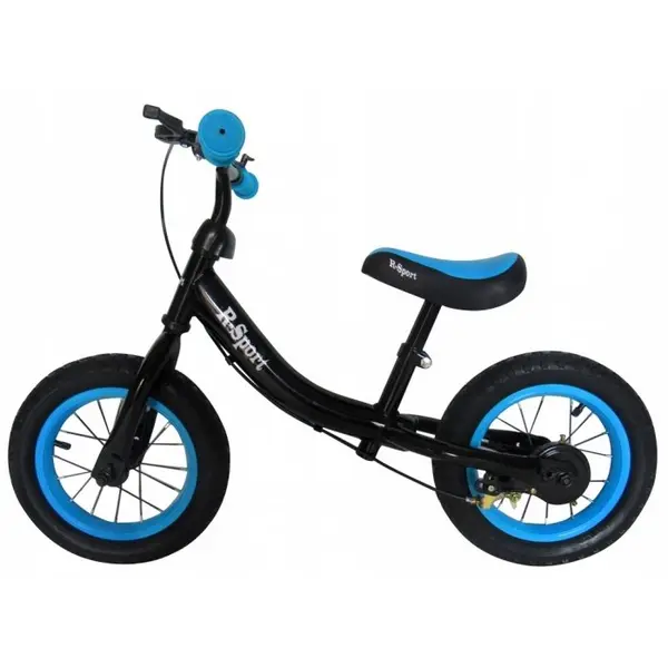 Bicicleta copii fara pedale R-Sport R3 albastru-negru 11 inch, scaun moale reglabil pe inaltime 37-43 cm, roti gonflabile, frana pe roata din fata, cadru usor din otel, pana la 35 kg, varsta 3-5 ani