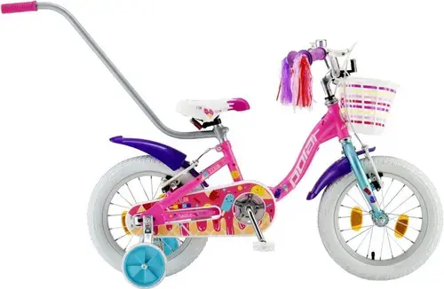 Bicicleta Copii Polar 2024 IceCream, roti 14inch, cadru otel, frana V-brake (Roz)
