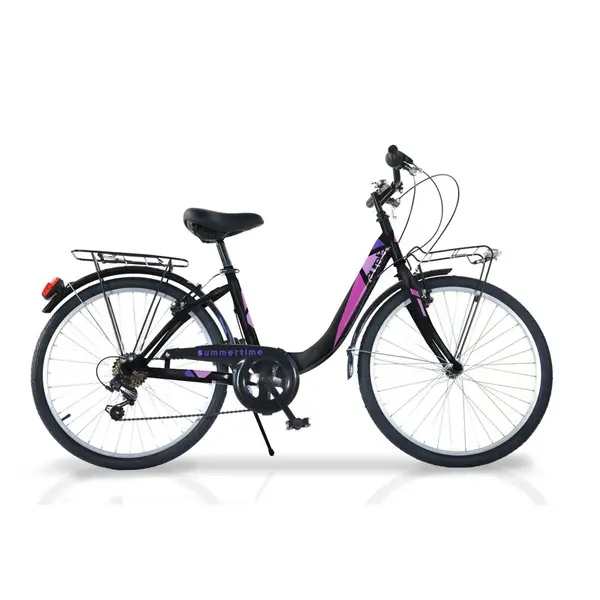 Bicicleta cu pedale, Dino Bikes, City Summertime, Cu 6 viteze, 24 inch, Peste 130 cm, Black
