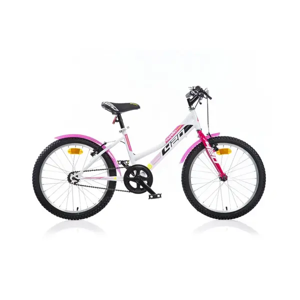 Bicicleta cu pedale, Dino Bikes, Mountain Bike, 20 inch, Pana la 130 cm, White/pink