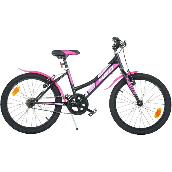 Bicicleta cu pedale, Dino Bikes, Mountain Bike, Cu 1 viteza, 20 inch, Pana la 130 cm, Negru/Roz