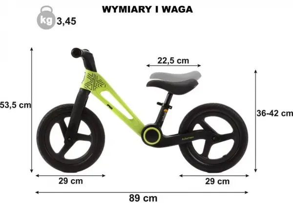Bicicleta de echilibru pentru copii, Adamex Speed M8, pliabila, fara pedale, cu Saua reglabila si manere confortabile, 2-5 ani, pana la 35 kg, Grey Fox