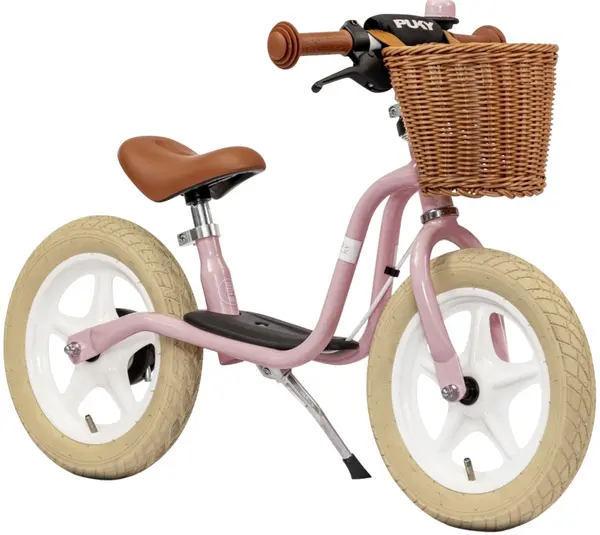 Bicicletă de echilibru Puky - LR 1L Classic, cu frână și coș, roz retro