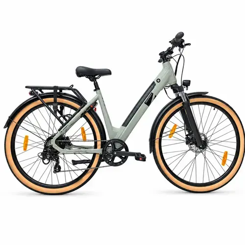 Bicicleta electrica Oras Devron 28200, roti 28 inch, cadru L, 7 viteze, motor 250W, Gri